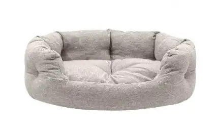 Купить zooexpress лежанка пухлик со стяжкой «nord» для кошек и собак мебельная ткань, бежевый