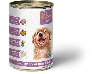Clan classic консервы для щенков «мясное ассорти»