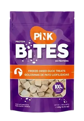 Pink Bites Лакомство сухое для кошек и собак "Кубики из сублимированной утки"