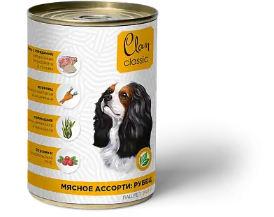 Clan classic консервы для собак «мясное ассорти с рубцом»
